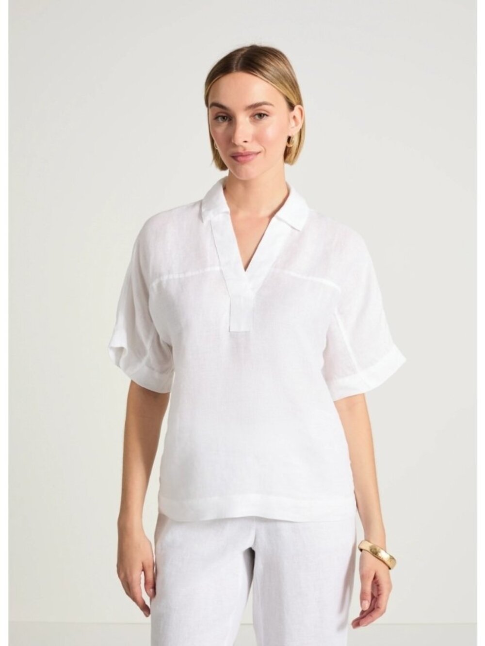 J.Jill Pure Jill Linen Collard Popover Top White Size X Large